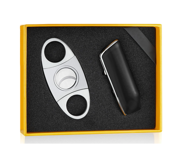 Cigar Lighter & Cutter Set - Windproof Torch Three Jet Flame w/gift box- 3 colours -USA 3 Day ship