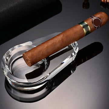 Single Cigar Crystal Glass Ashtray - 4 Colours