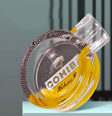 New - Portable Glass Single Cigar Ashtray with Cohiba or Montecristo logo