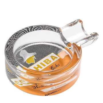 New - Portable Glass Single Cigar Ashtray with Cohiba or Montecristo logo