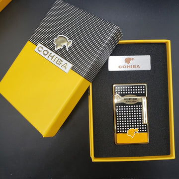 Cohiba Cigar Lighter - Limited Edition - 1 Jet Flame Flint Spark - refillable -w /cutter punch & Gift Box