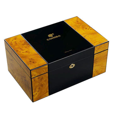 COHIBA Multi-Layer Cedar Wooden Cigar Humidor - Stores Up to 150 Cigars