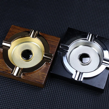 The Large Executive Merbau & Chrome 4 Cigar Ashtray for the Connoisseur