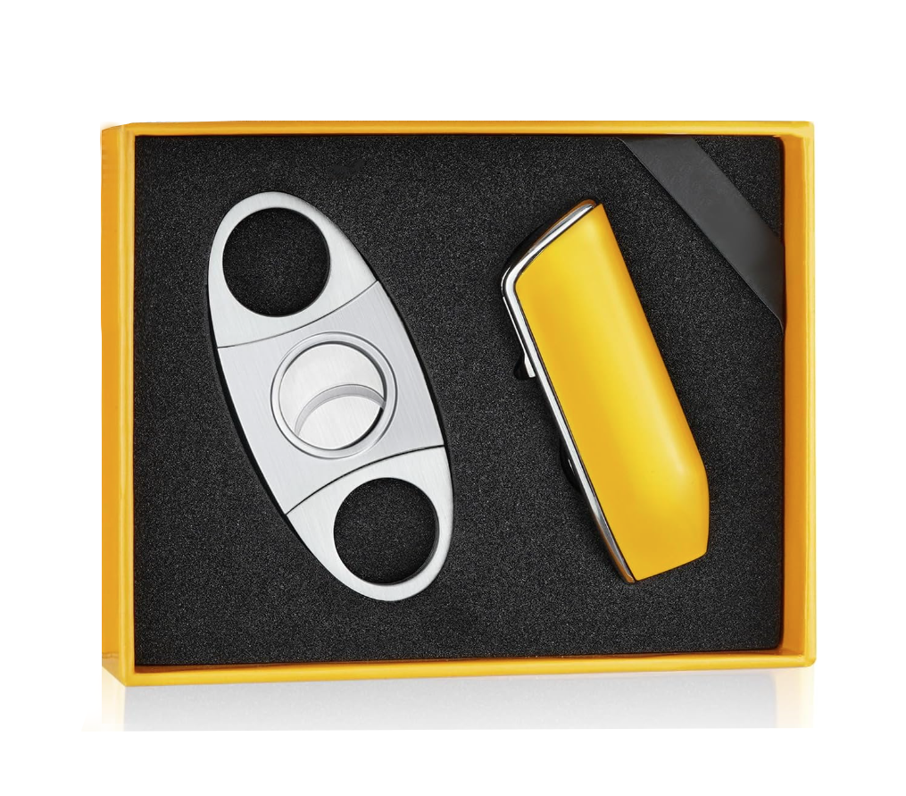 Cigar Lighter & Cutter Set - Windproof Torch Three Jet Flame w/gift box- 3 colours -USA 3 Day ship