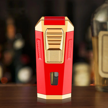 Executive Torch Lighter - All in one Windproof Double Torch Cigar Lighter, bullet, dredge, cradle.