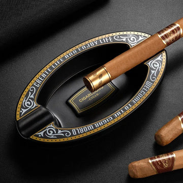 Stylish 2-Slot Cigar Ashtray with Antique Design