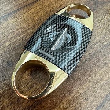 Carbon Fiber Pattern V Cut Cigar Cutter Stainless Steel