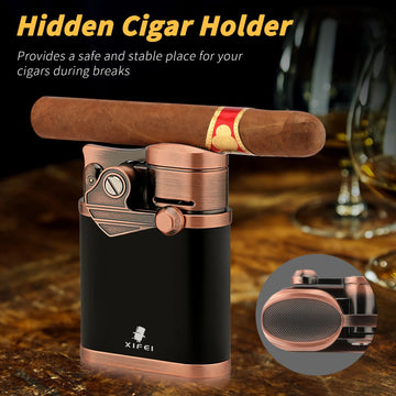 Oversized 4-Jet Torch Rocker Lighter – Windproof Quad Flame with Cigar Stand