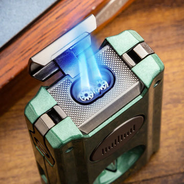 5-in-1  Cigar Double Torch Jet Flame Lighter with V cut , bullet, Needle and Rest