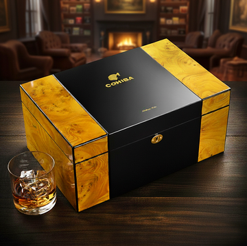 Large Capacity 150 Cigar Desktop Humidor, Multi-Layer Cedar Trays, Humidifier, Hygrometer