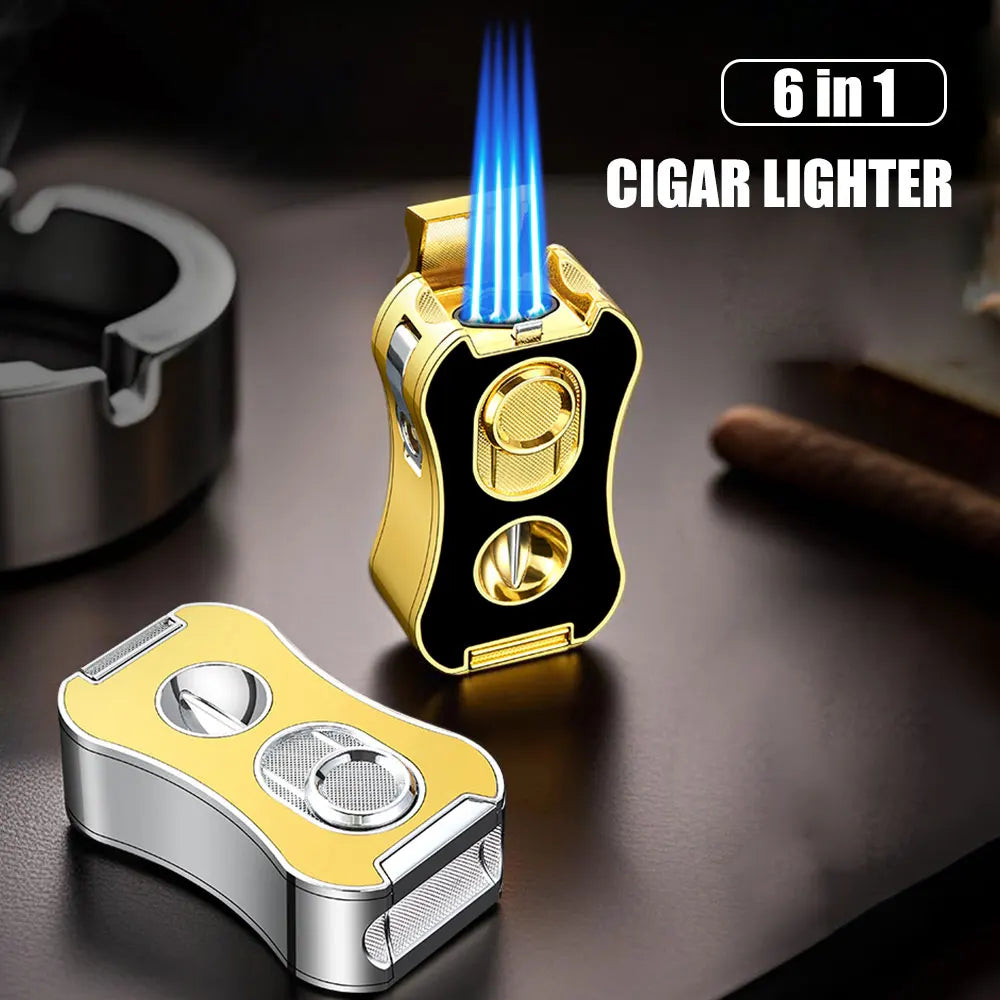 The Ultimate 6-in-1 Cigar Tool & Quad Torch Lighter - 3 colours available