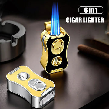 The Ultimate 6-in-1 Cigar Tool & Quad Torch Lighter - 3 colours available