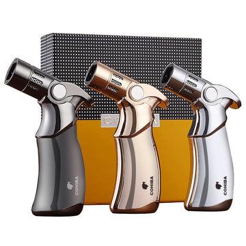 Cohiba - Metal 4 Torch Jet Flame Refillable Cigar Lighter w/ Gift Box - 3 colours