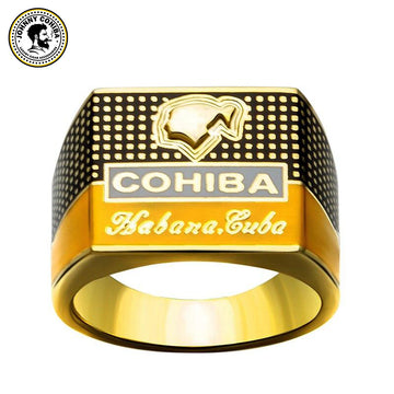 COHIBA Elegant Cigar Ring Gold-plated 925 Sterling Silver Jewelry - Free Shipping Gift Box