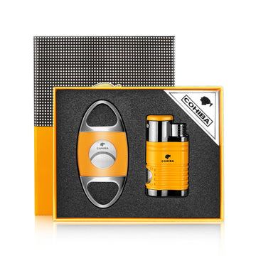 Cohiba - 4 Torch Cigar Lighter And Cutter Combo Accessories Set w/Gift Box