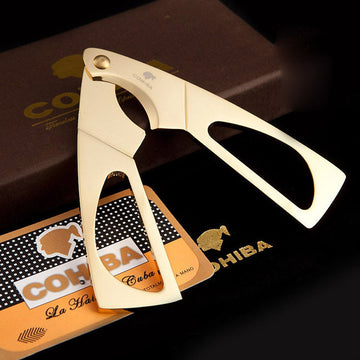 COHIBA Double Bladed, Gold Plated, Stainless Steel Scissors Cigar Cutter