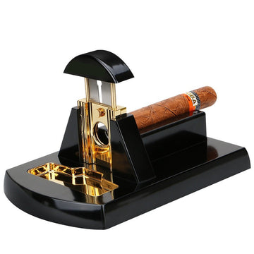 Luxury Desktop Guillotine Cigar Cutter with Stainless Steel Knife Blade and safety lock.