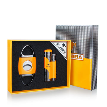 Cohiba - Cigar Lighter Cutter Set 2 Jet Flame Gas Cigar Accessorie