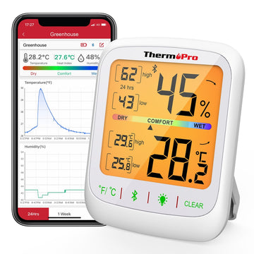 Wireless Bluetooth Connected Backlight Digital - Hygrometer - Phone app and alerts.