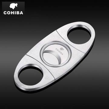 COHIBA Cigar Cutter - Stainless Steel Classic Guillotine Double Blade Cutter