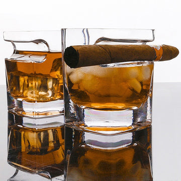 Ultra Crystal Clear Whiskey - Scotch Glass with Cigar Groove holder.