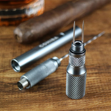 COHIBA Metal Cigar Draw Enhancer Tool, Dredge Drilled Cigar Hole Punch Cutter - 2 sizes - Cigar Needles & Gift Box