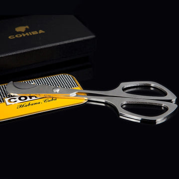 COHIBA Double Bladed Stainless Steel Scissors Cigar Cutter